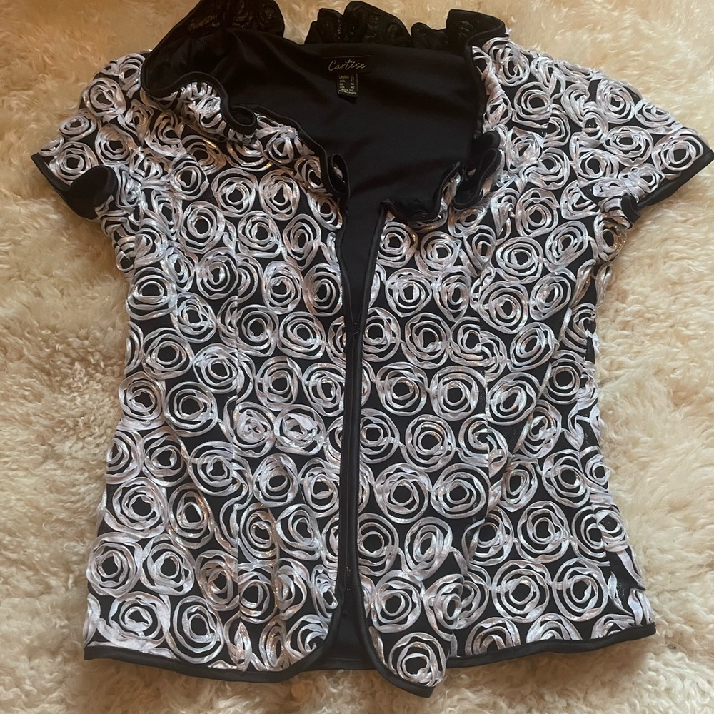 Elegant Black and White Swirl Blouse